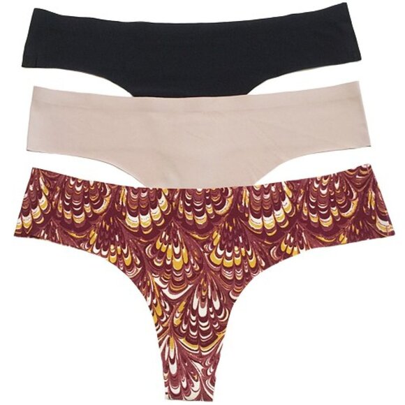 Love Libby XO Seamless Thongs – Laser Cut, No-Show, Super Soft Pack of 3 - Picture 1 of 2
